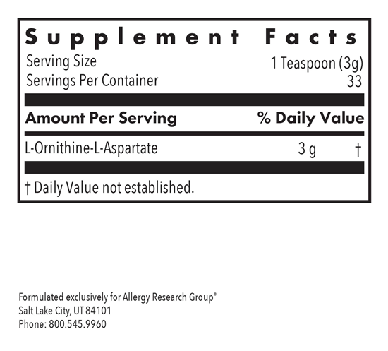 l-ornithine-l-aspartate allergy research group supplement facts