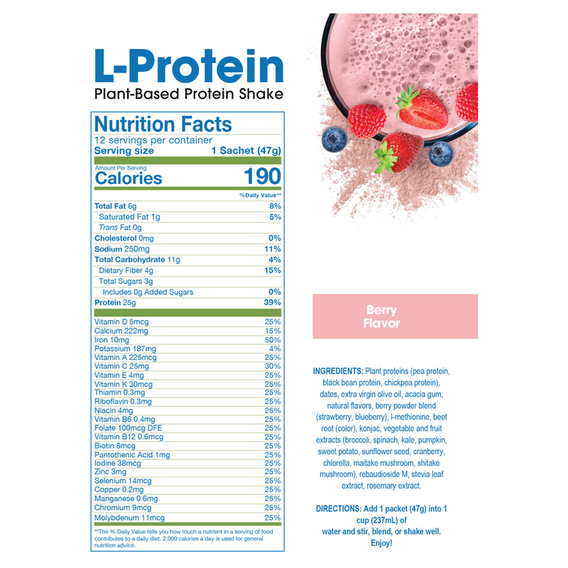 l-protein shake berry prolon label