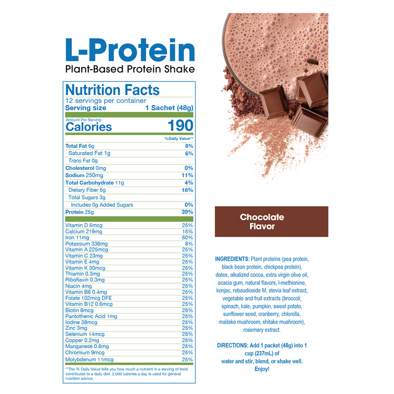 l-protein shake chocolate prolon label