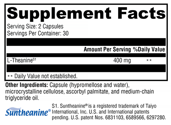 L-Theanine (Xymogen) Supplement Facts