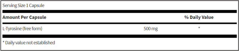 l-tyrosine 500 mg sfi health supplement facts