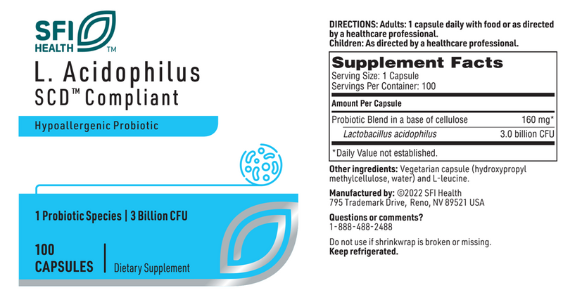 l. acidophilus sfi health label