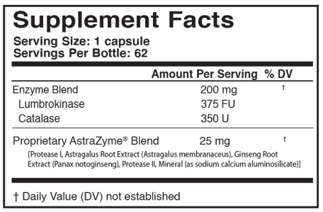 LUMBROXYM US ENZYMES supplement facts