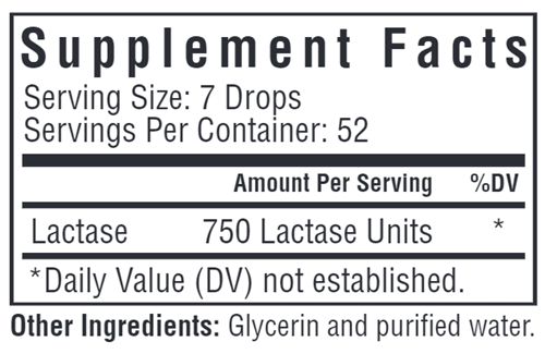 Lactase Drops Seeking Health supplement facts