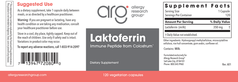 laktoferrin 120 caps allergy research group label