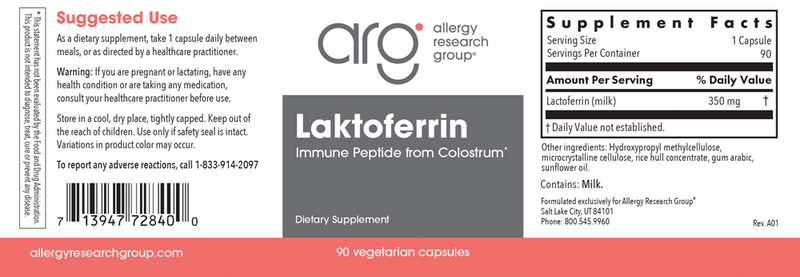 laktoferrin 90 caps allergy research group label