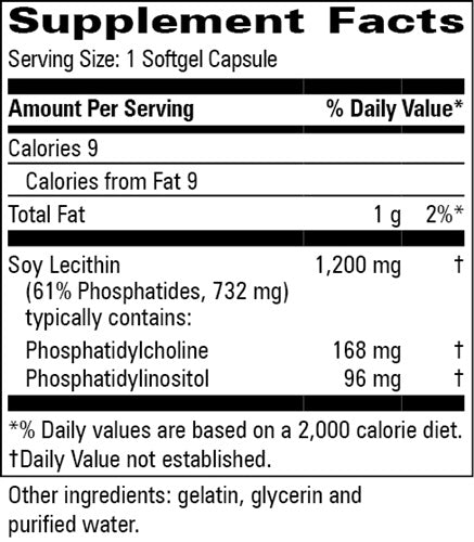 Lecithin Capsules Progressive Labs supplement facts