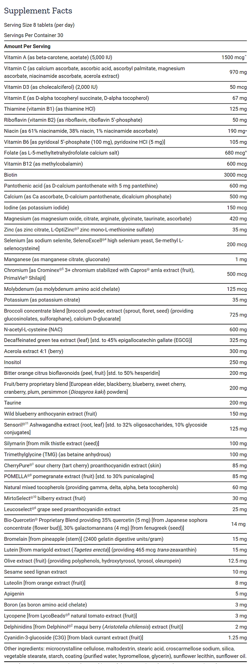 Life Extension Mix Tablets without Copper (Life Extension) Front supplement facts