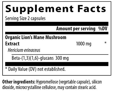 Lion's Mane Extract Capsules (Real Mushrooms) supplement facts