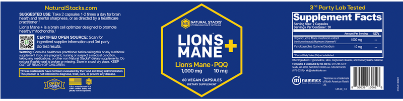 Lion's Mane+ Natural Stacks Label