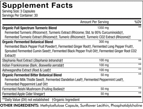 Liposomal Fermented Turmeric (Codeage) supplement facts