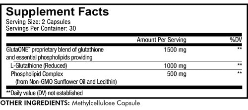 Liposomal Glutathione GlutaONE (Codeage) supplement facts