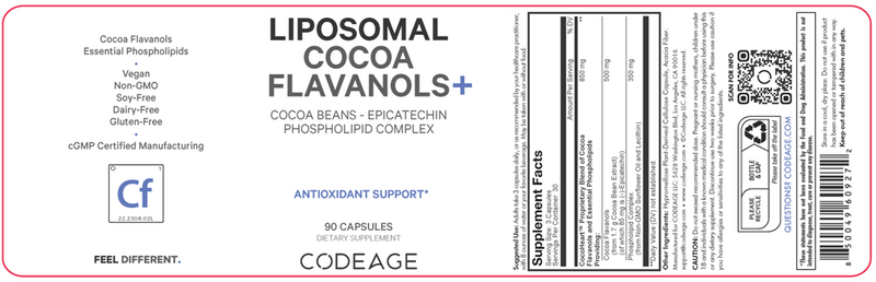 liposomal cocoa flavanols+ codeage label