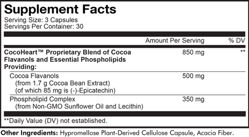 liposomal cocoa flavanols+ codeage supplement facts