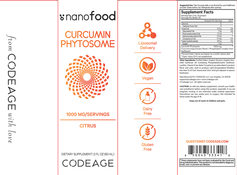 liposomal curcuma phytosome liquid codeage label