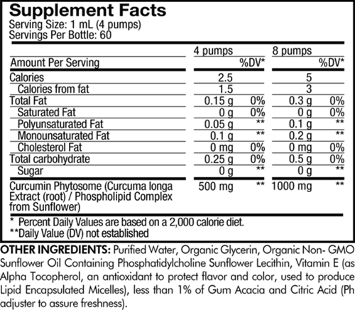 liposomal curcuma phytosome liquid codeage supplement facts