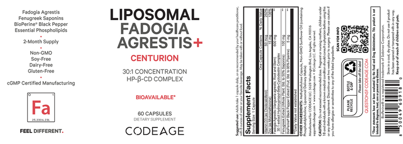 liposomal fadogia agrestis+ codeage label