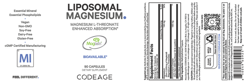 liposomal magnesium l-threonate codeage label