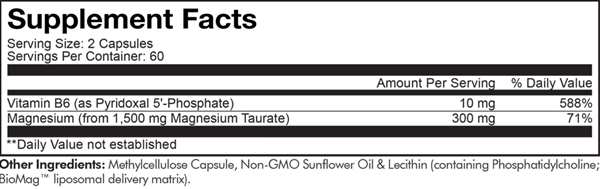 liposomal magnesium taurate+ codeage supplement facts