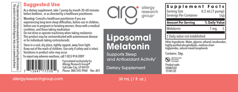 liposomal melatonin allergy research group label