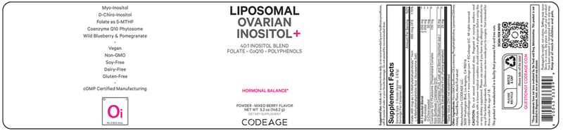 liposomal ovarian inositol+ codeage label