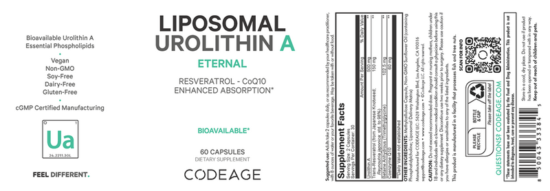 liposomal urolithin a codeage label