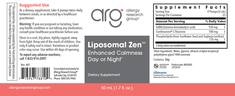 liposomal zen allergy research group label