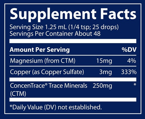 liquid ionic copper (trace minerals research) supplement facts