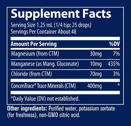 liquid ionic manganese (trace minerals research) supplement facts