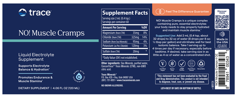 liquid no! muscle cramps (trace minerals research) label