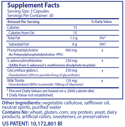 Liverflo Nutrasal PhosChol supplement facts