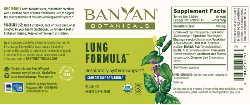 Lung Formula (Banyan Botanicals) label