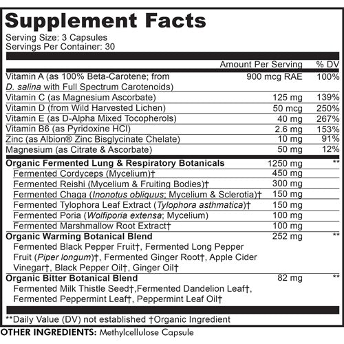 Lungs Vitamins (Codeage) supplement facts