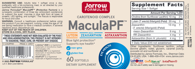 MaculaPF Jarrow Formulas label