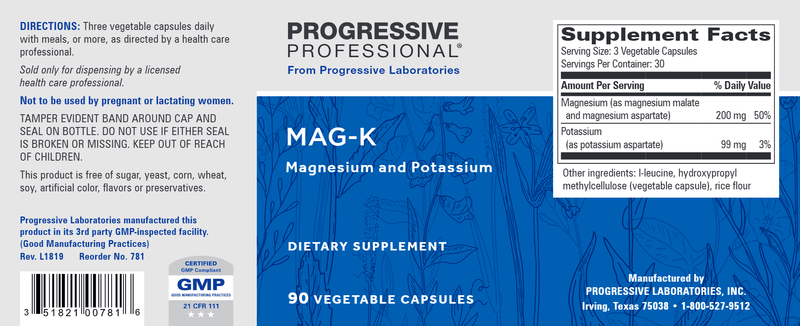 Mag-K (Progressive Labs) Label