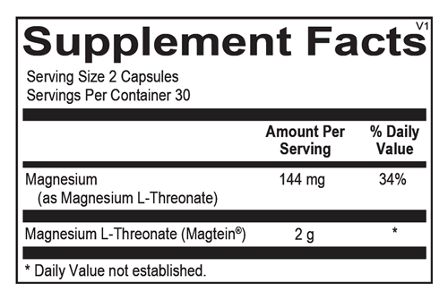 mag threonate ortho molecular supplement facts