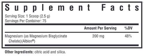 Magnesium Glycinate Powder Seeking Health supplement facts