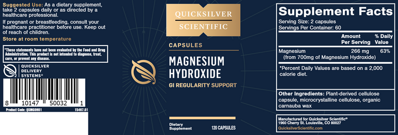 Magnesium Hydroxide Quicksilver Scientific Label