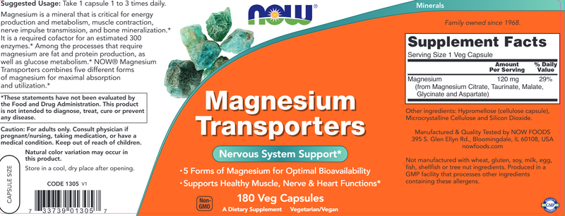 Magnesium Transporters (NOW) Label