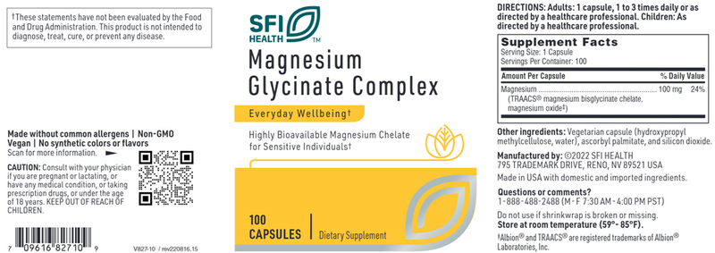 magnesium glycinate complex sfi health label