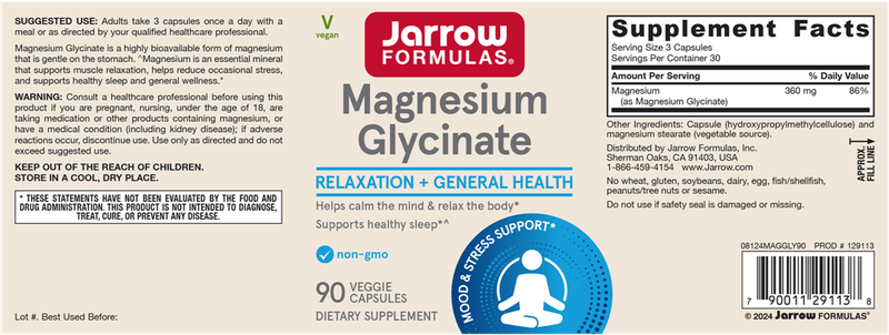 magnesium glycinate jarrow formulas label