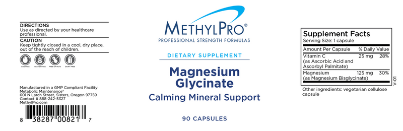 magnesium glycinate methylpro label