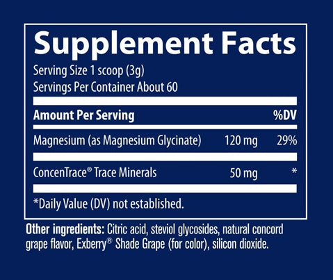 magnesium glycinate powder grape (trace minerals research) supplement facts