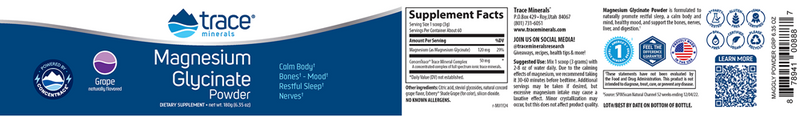 Magnesium Glycinate Powder Grape Trace Minerals Research Label