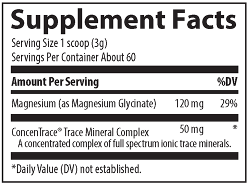 Magnesium Glycinate Powder Grape Trace Minerals Research supplement facts