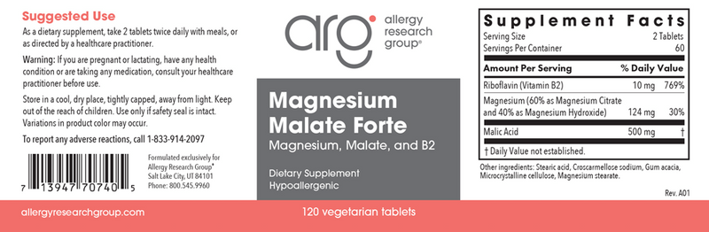 magnesium malate forte allergy research group label