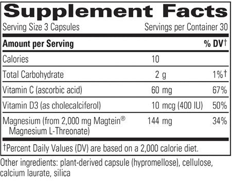 Magtein L-Threonate Plus Integrative Therapeutics supplement facts