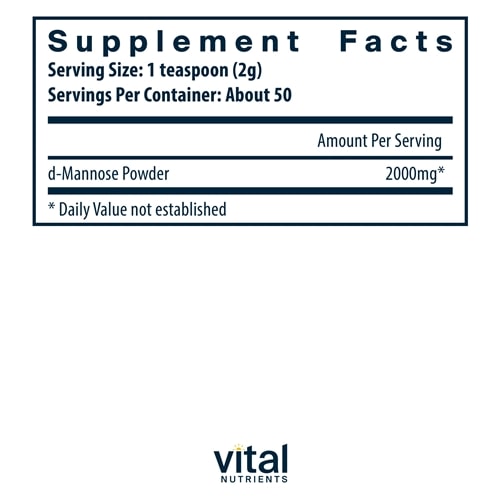 Mannose Powder 100g Vital Nutrients supplements