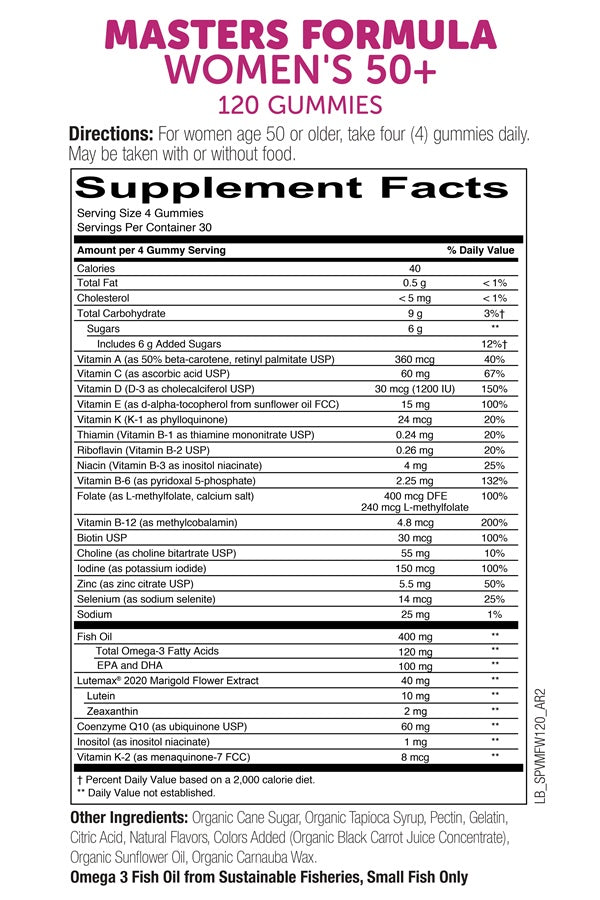 Masters 50+ Women's Formula (SmartyPants Vitamins) Supplement Facts