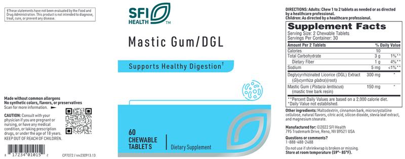 mastic gum dgl sfi health label